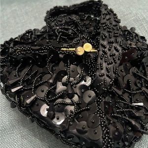 Vintage Black Beaded Sequins Evening Clutch Bag